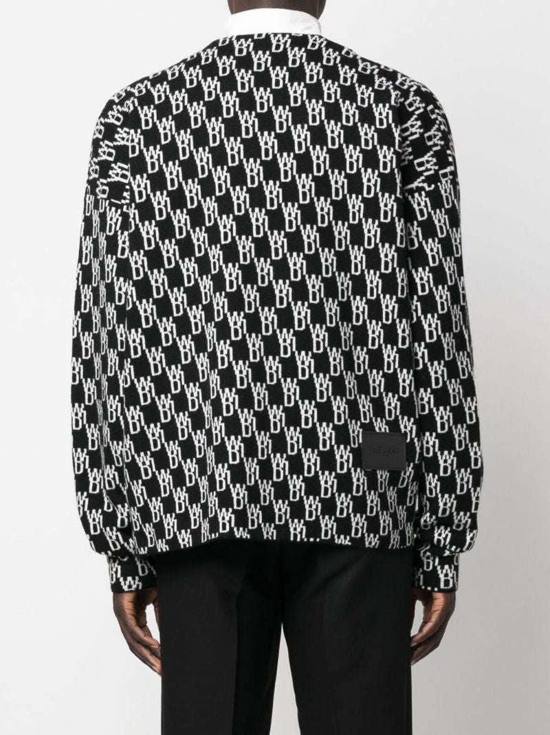 Black Intarsia Knit Cardigan