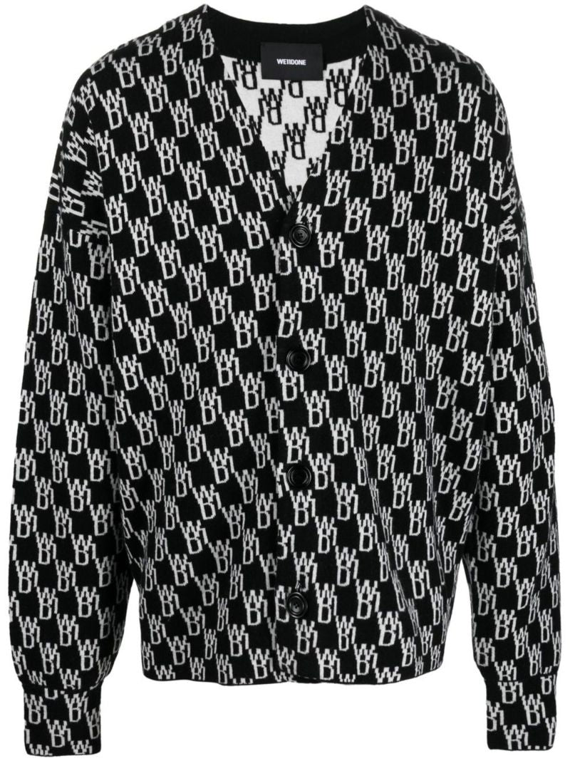Black Intarsia Knit Cardigan