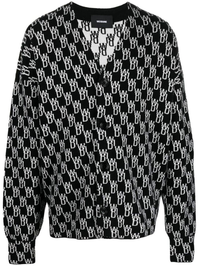 Black Intarsia Knit Cardigan