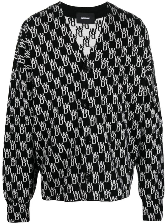 Black Intarsia Knit Cardigan