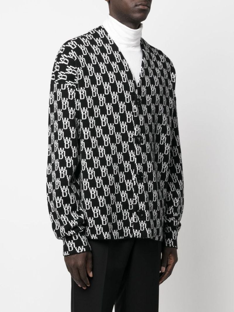 Black Intarsia Knit Cardigan