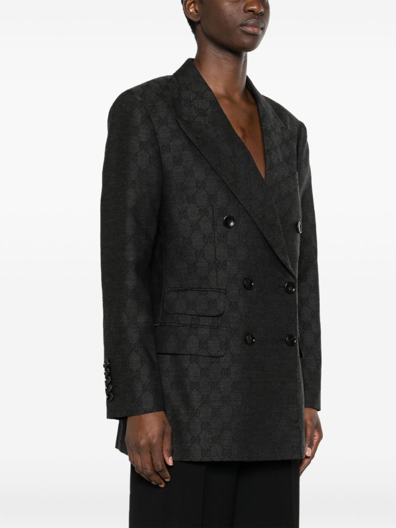 Black Gg Monogram Double-breasted Blazer