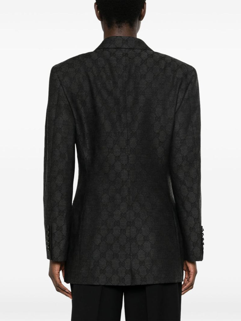 Black Gg Monogram Double-breasted Blazer