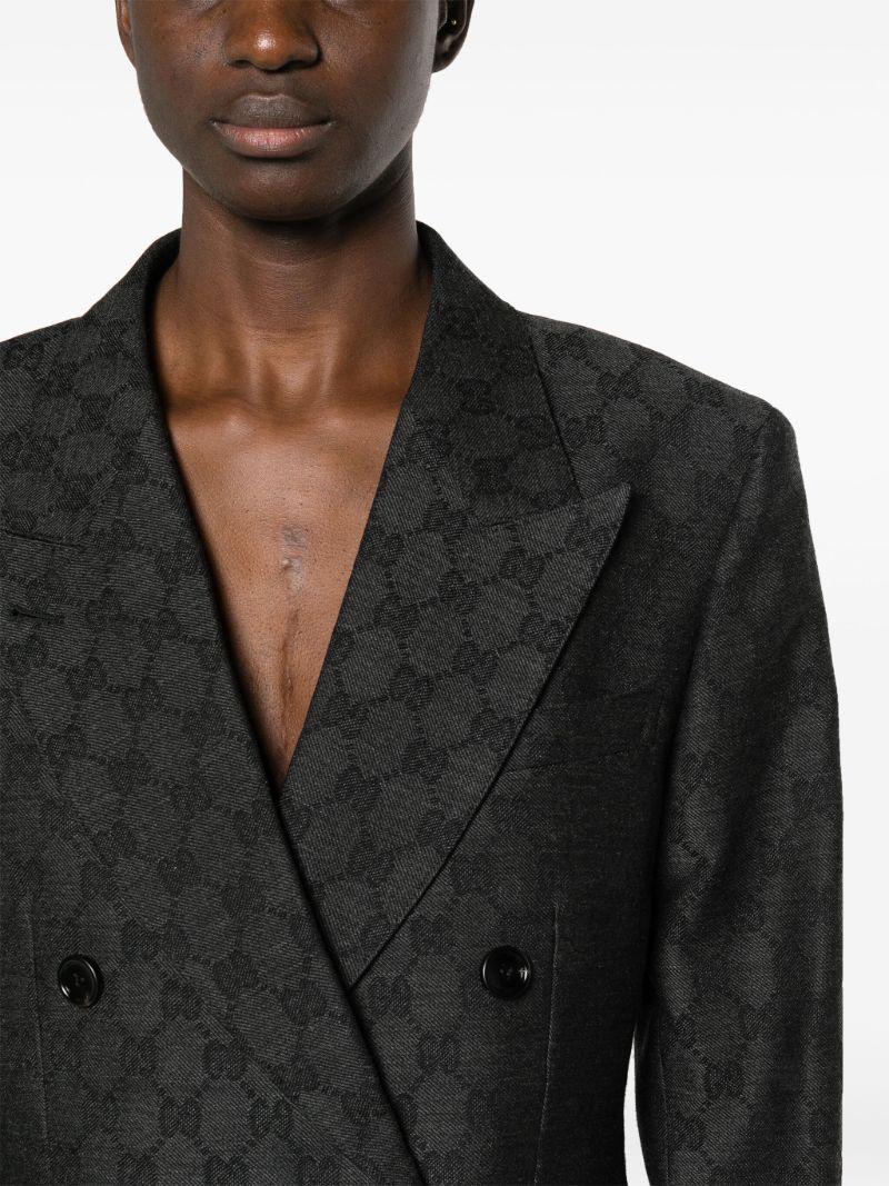 Black Gg Monogram Double-breasted Blazer