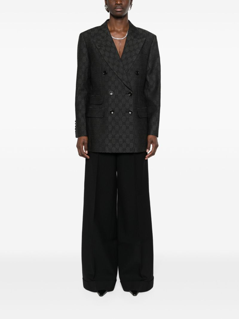 Black Gg Monogram Double-breasted Blazer