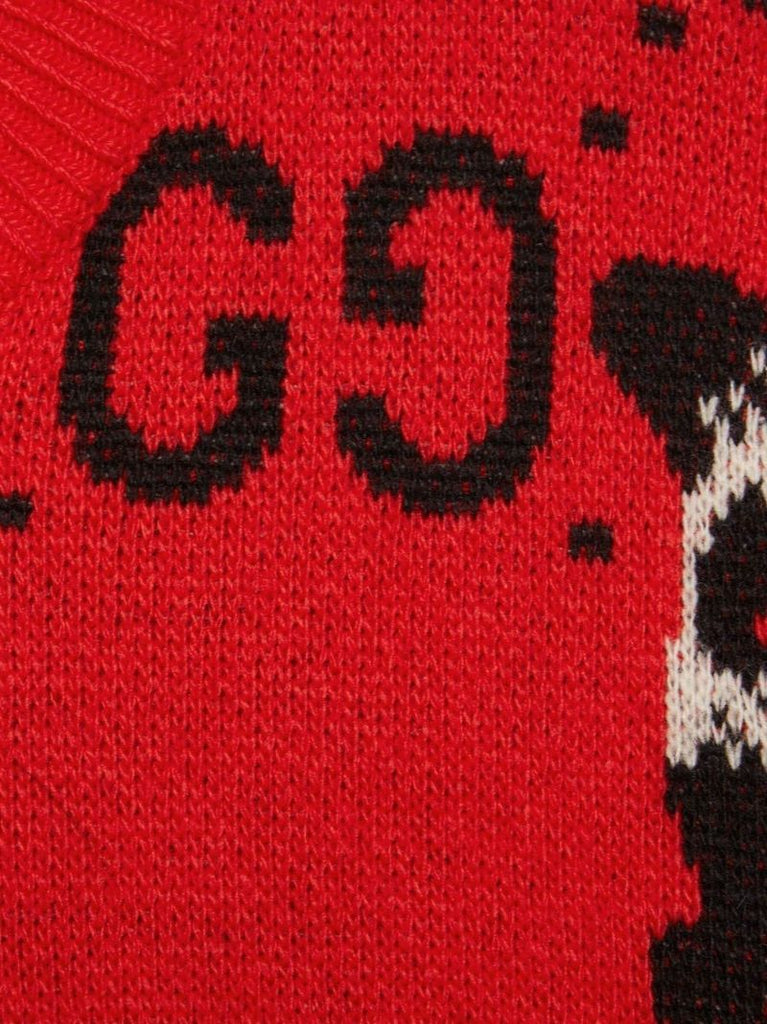 Red Gg Skunk Pattern Wool Sweater