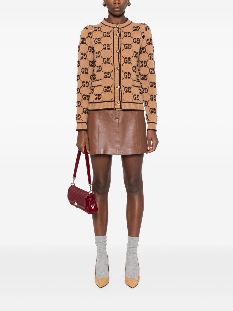 Neutral Gg BouclÃ_x0083_Â©-jacquard Wool Cardigan