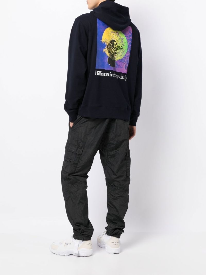 Blue Signal Popover Printed Cotton Hoodie