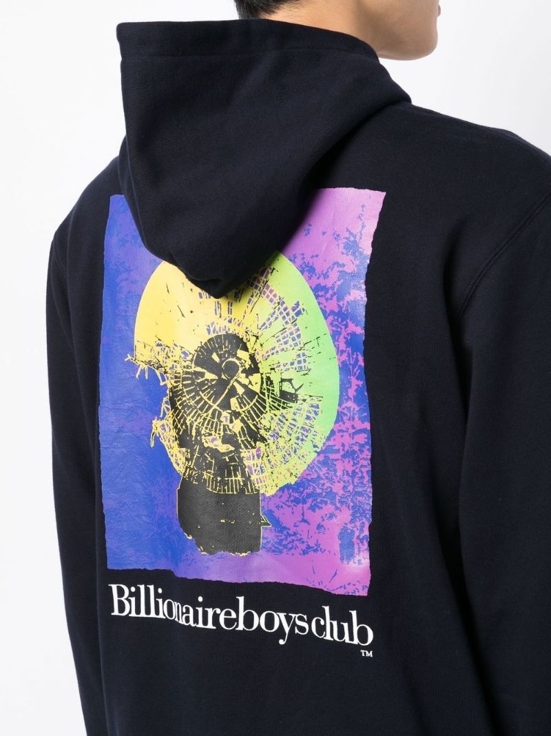 Blue Signal Popover Printed Cotton Hoodie