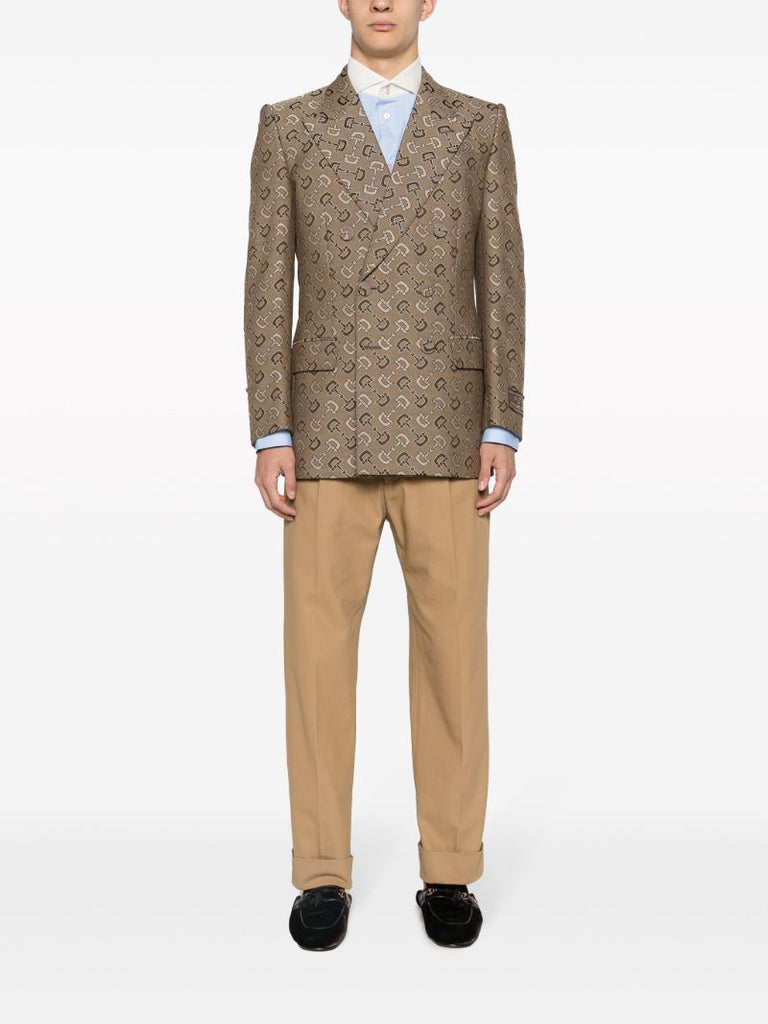 Neutral Maxi Horsebit Double-breasted Blazer