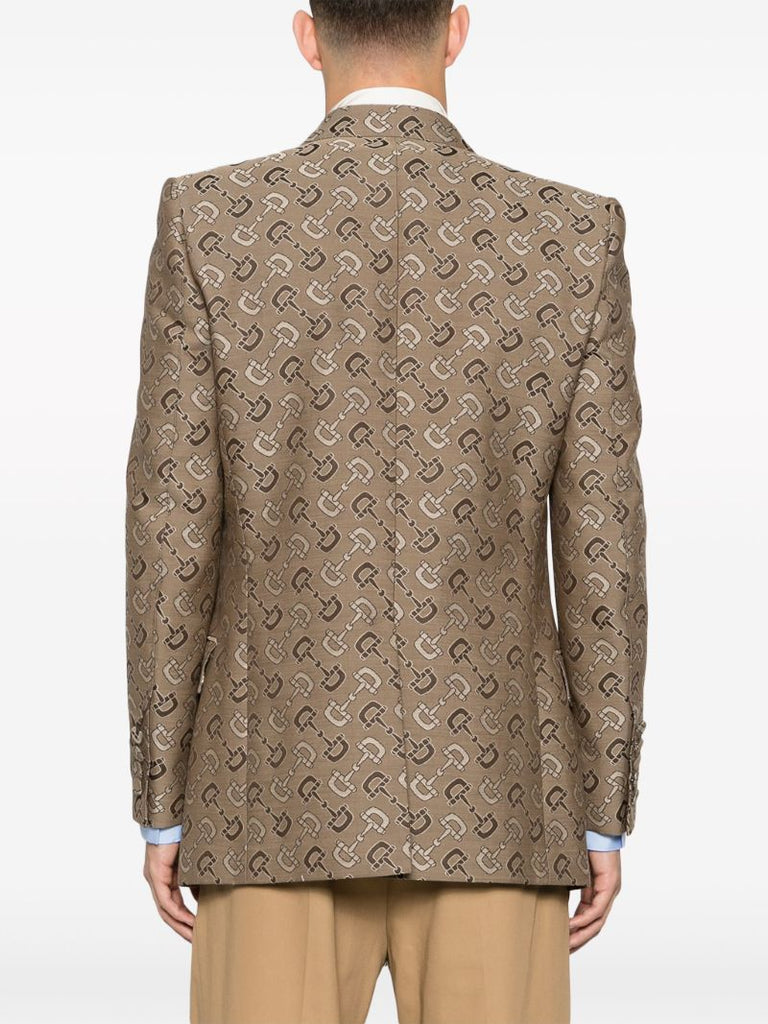 Neutral Maxi Horsebit Double-breasted Blazer