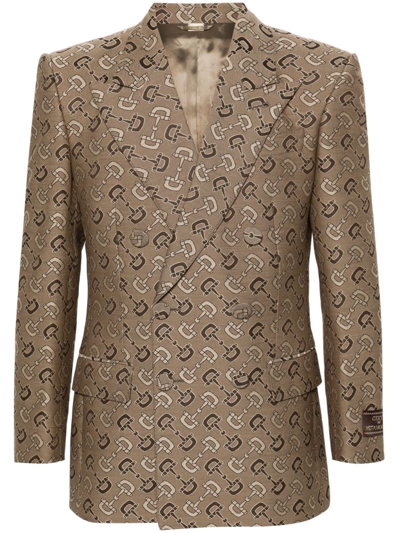 Neutral Maxi Horsebit Double-breasted Blazer