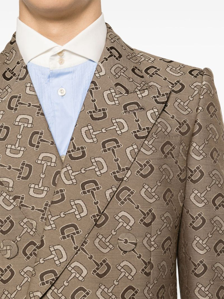 Neutral Maxi Horsebit Double-breasted Blazer