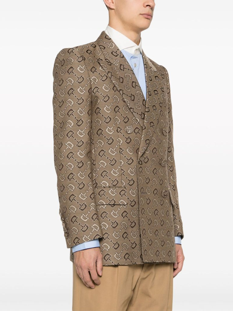 Neutral Maxi Horsebit Double-breasted Blazer