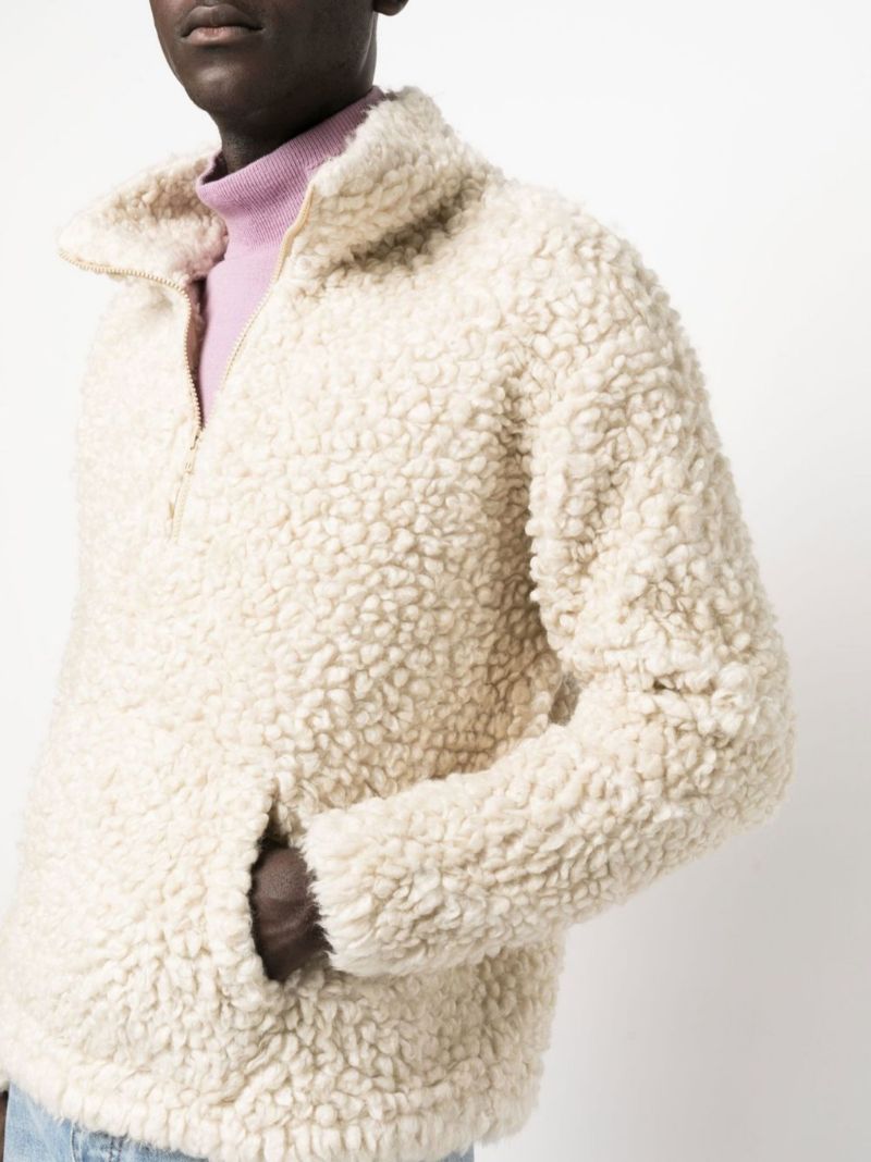 Neutral Half-zip Fleece Sweatshirt