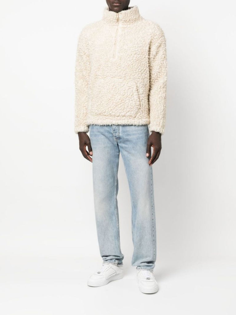 Neutral Half-zip Fleece Sweatshirt