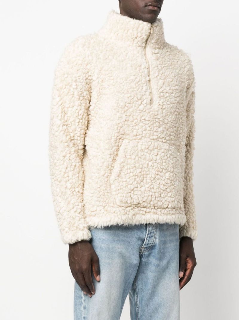 Neutral Half-zip Fleece Sweatshirt