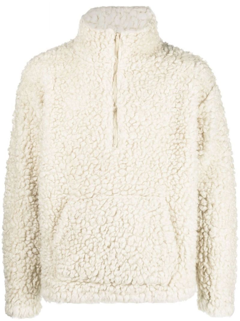 Neutral Half-zip Fleece Sweatshirt