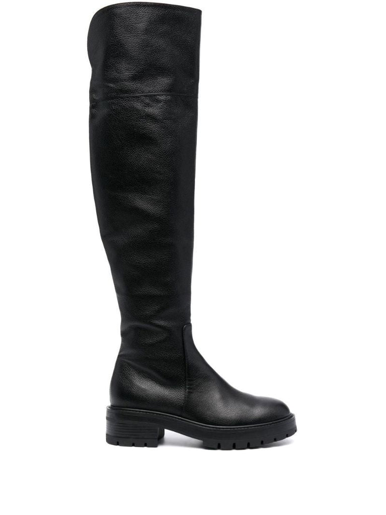 Black Whitney Knee-high Leather Boots