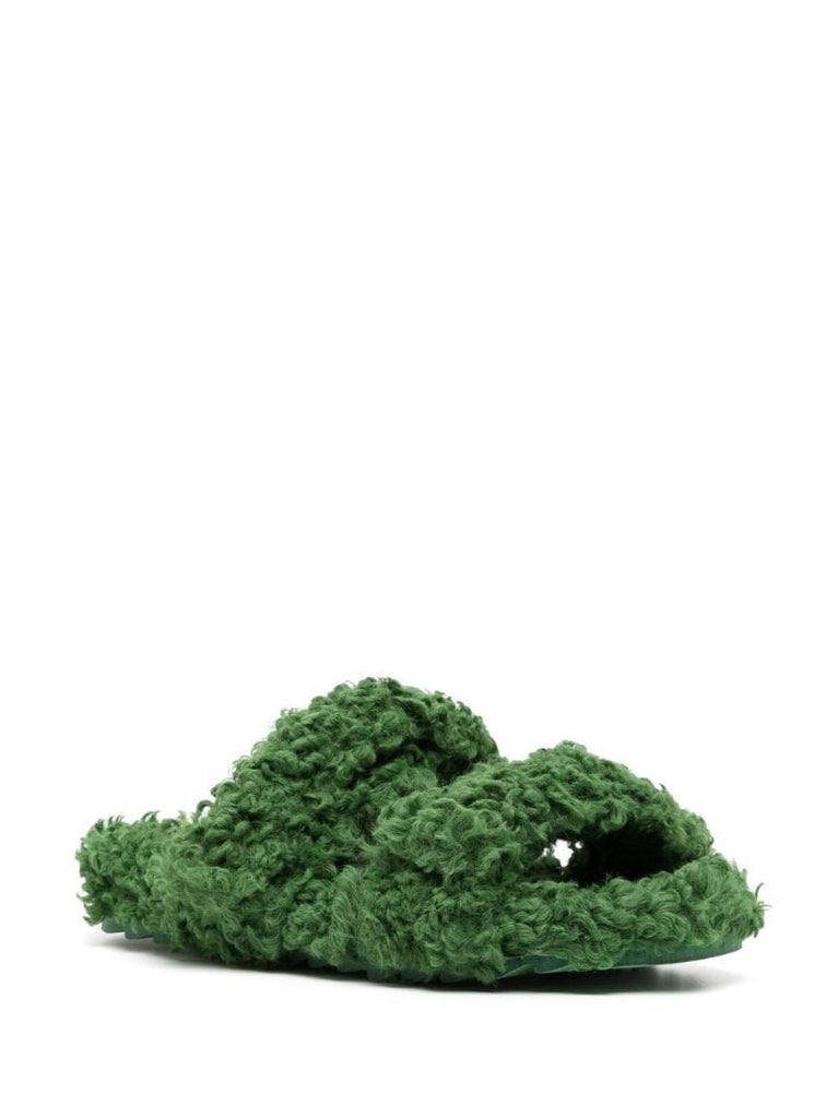 Green Yellow Gia 10 Faux Shearling Slides