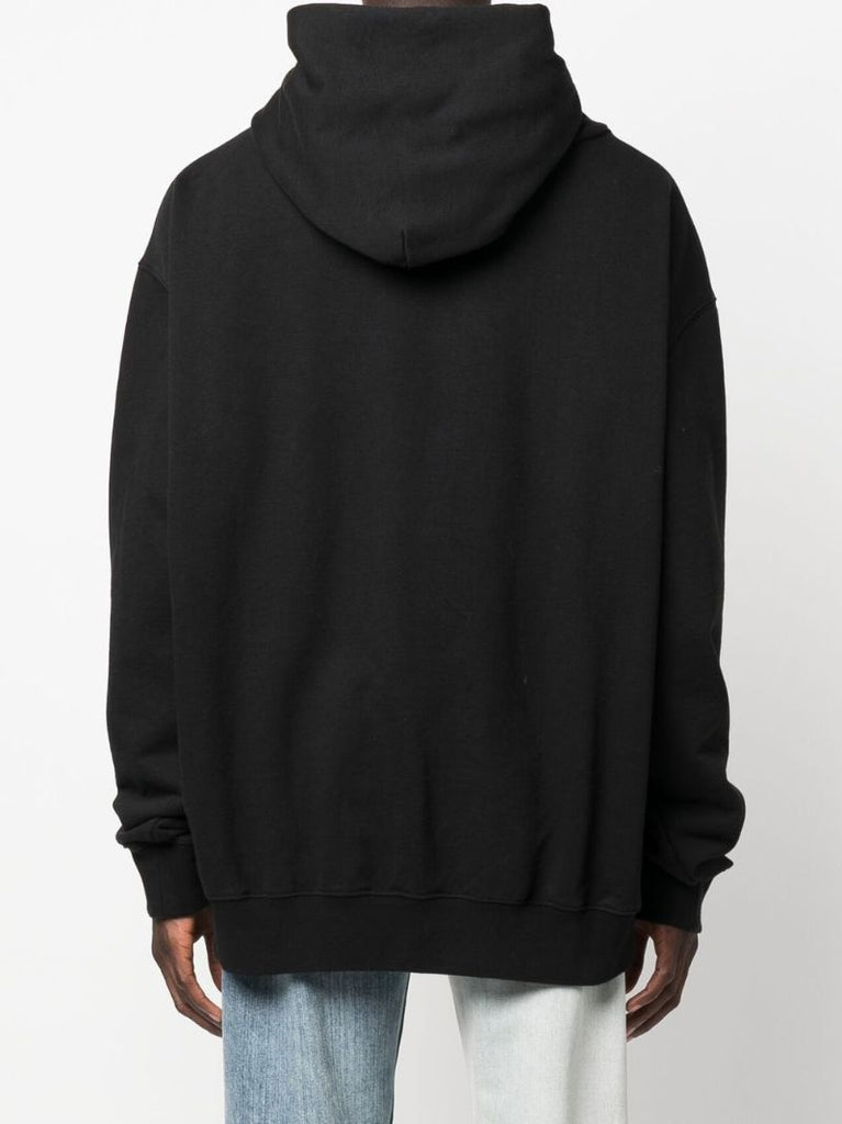 Black Logo Cotton Hoodie