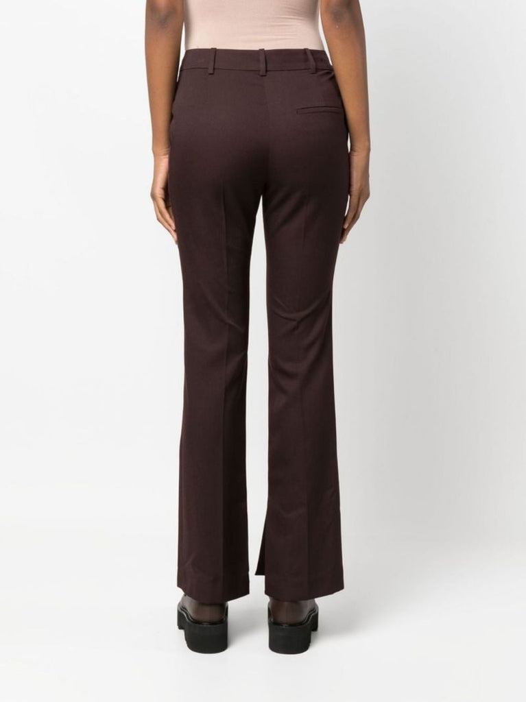 Red Wool Flared Trousers