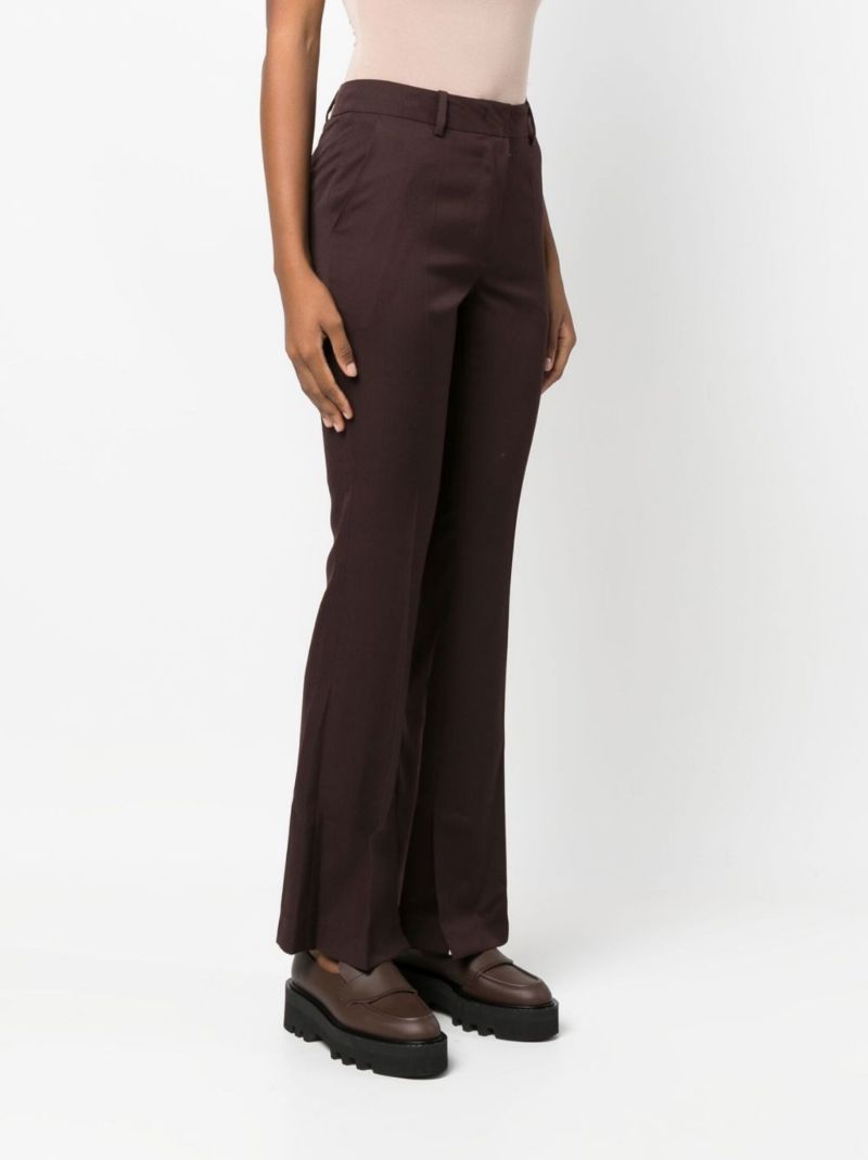 Red Wool Flared Trousers