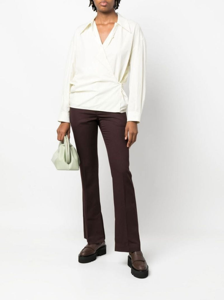 Red Wool Flared Trousers