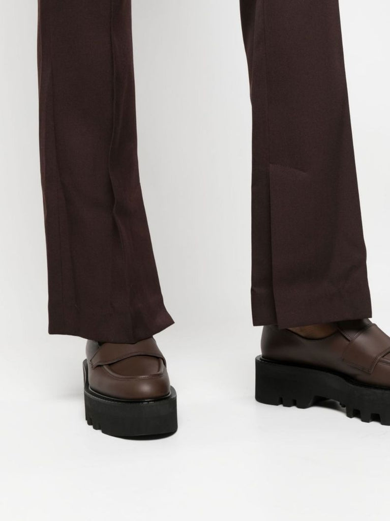 Red Wool Flared Trousers