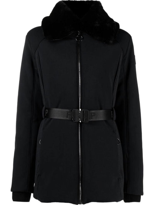 Black Clea Belted Ski Jacket