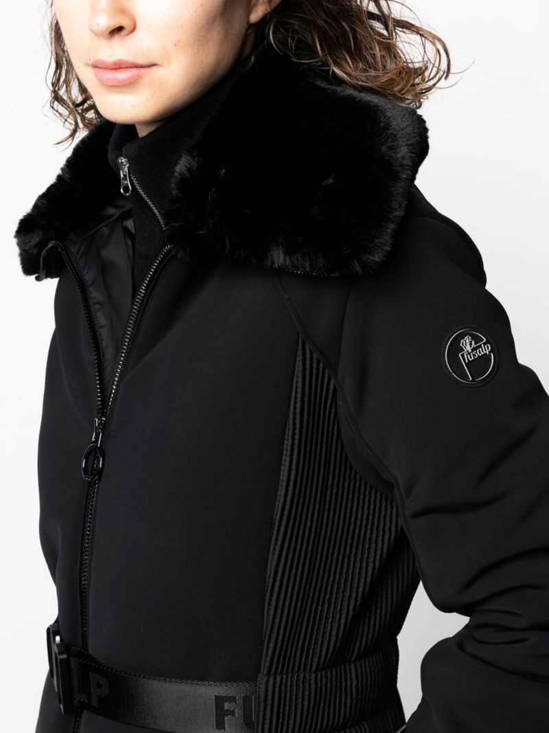 Black Clea Belted Ski Jacket