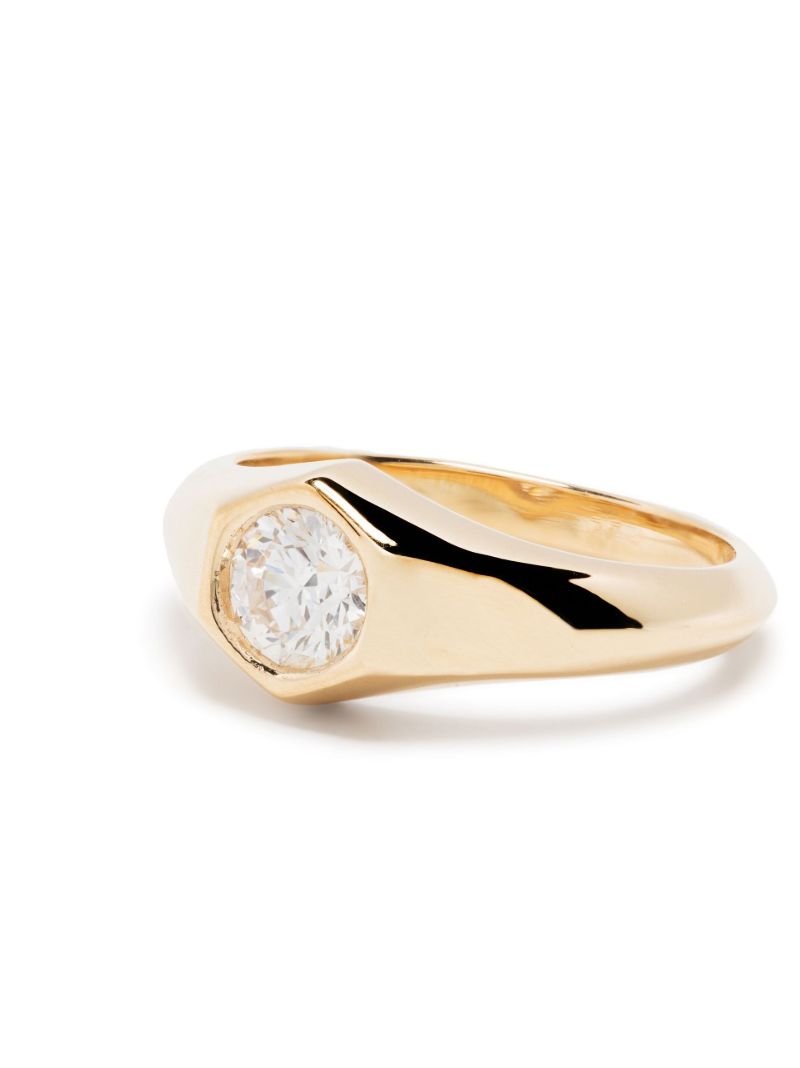 18k Yellow Gold Knife Edge Diamond Signet Ring