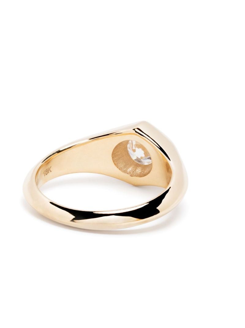 18k Yellow Gold Knife Edge Diamond Signet Ring