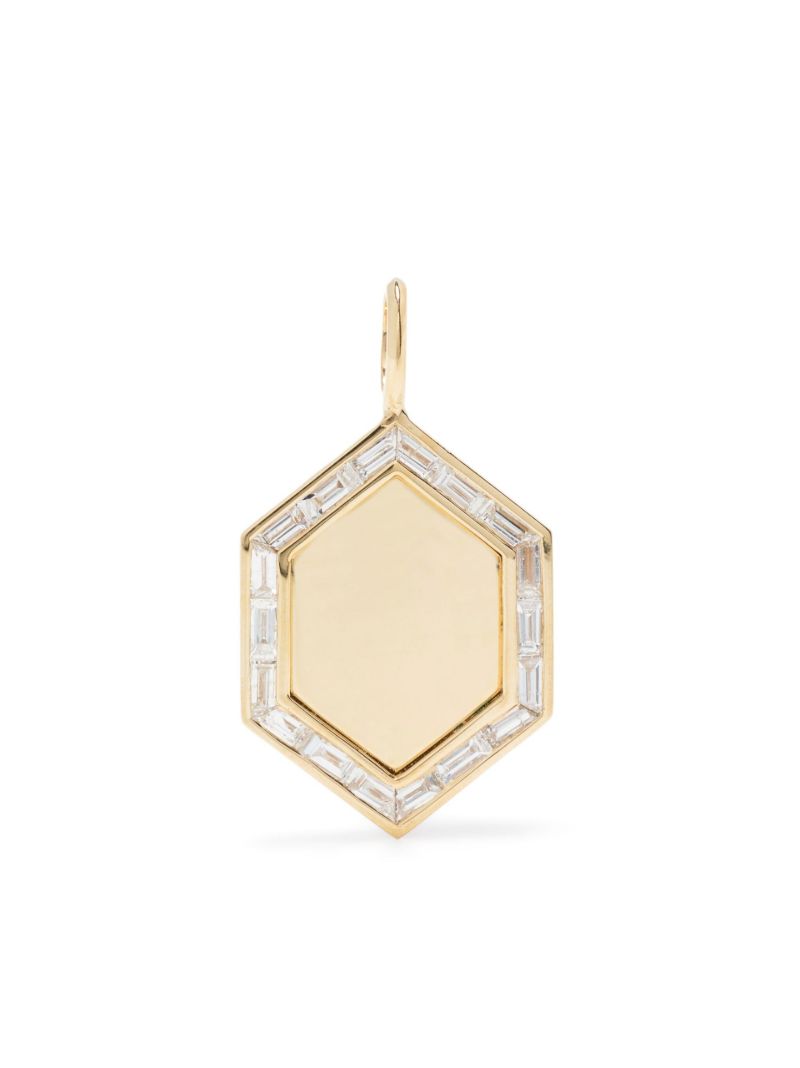 18k Yellow Gold Diamond Hexagonal Baguette Charm