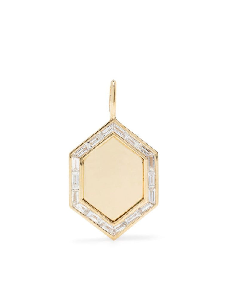 18k Yellow Gold Diamond Hexagonal Baguette Charm