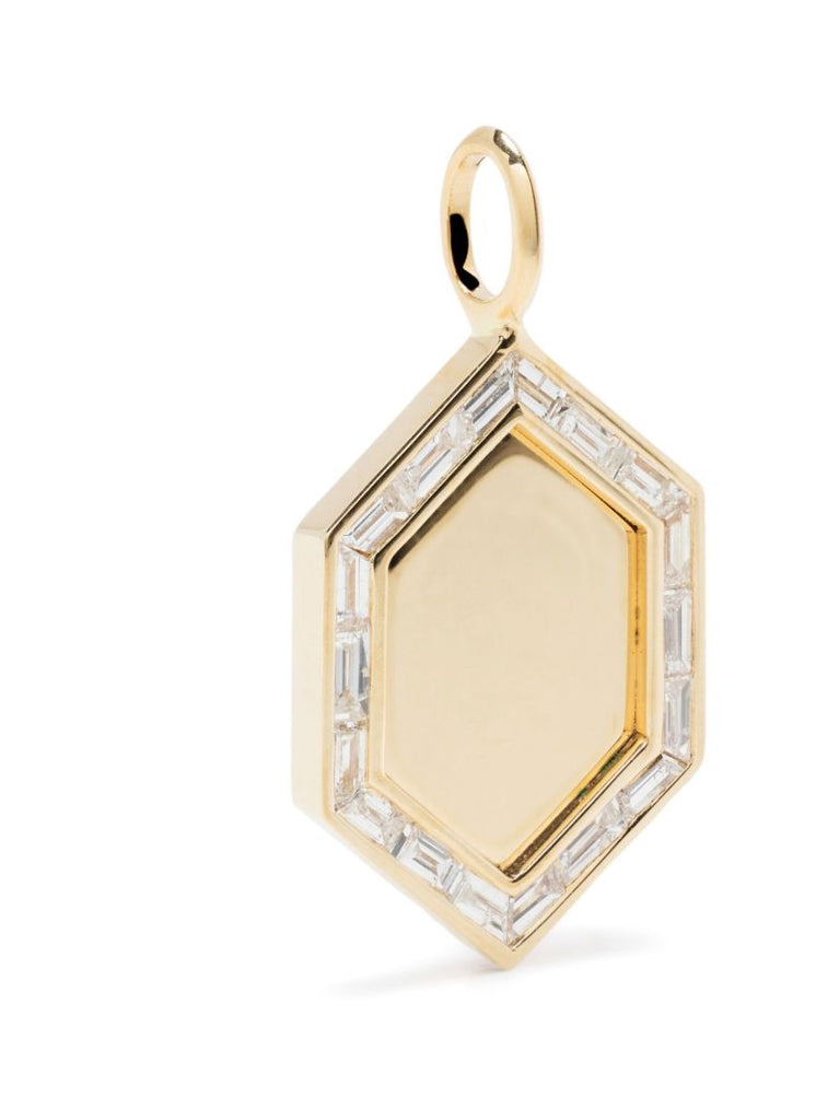 18k Yellow Gold Diamond Hexagonal Baguette Charm