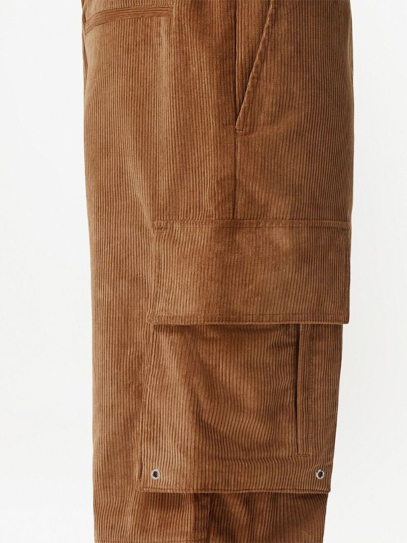 Brown Logo Corduroy Tapered Cargo Trousers