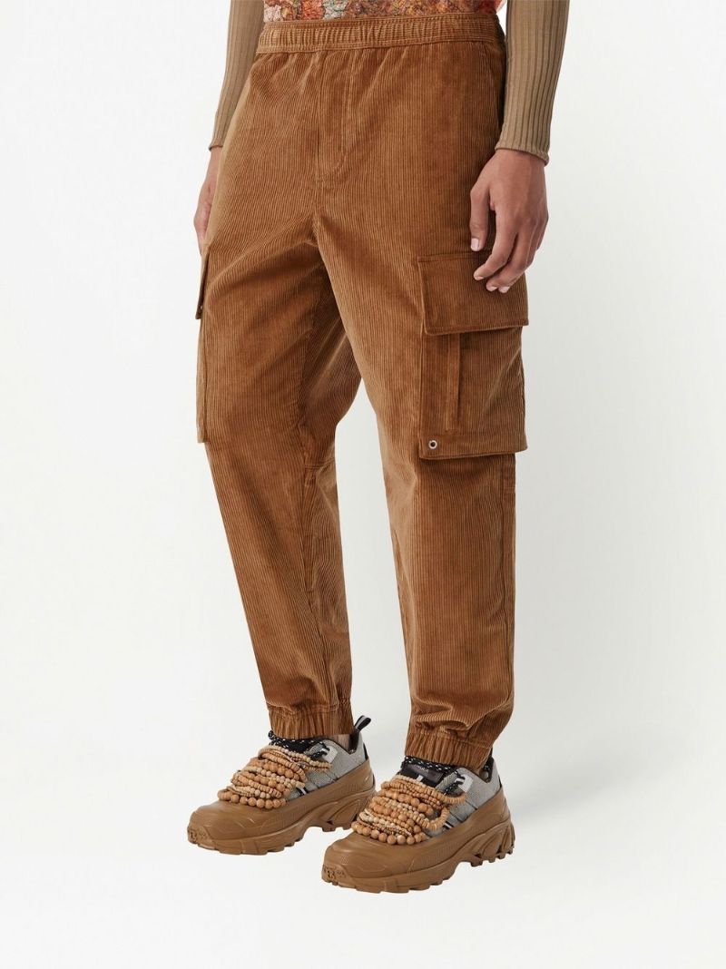 Brown Logo Corduroy Tapered Cargo Trousers