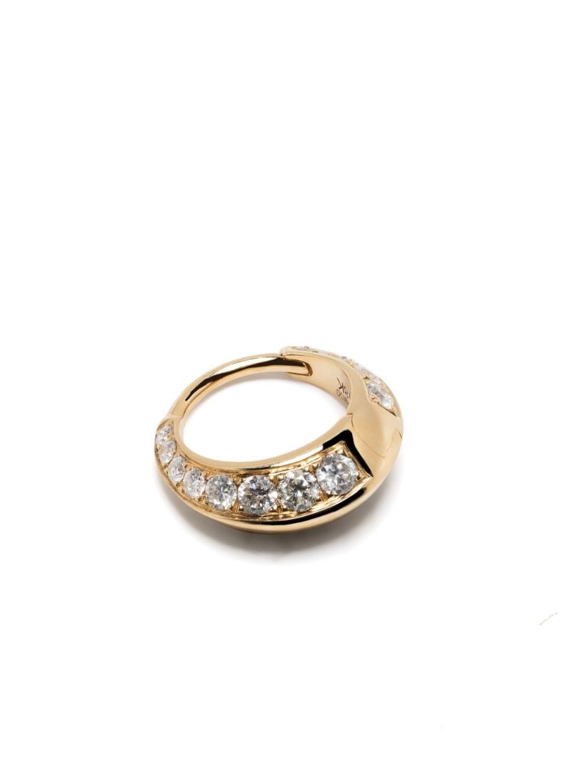 18k Yellow Gold Small PavÃ_x0083_Â© Diamond Crescent Single Hoop Earring