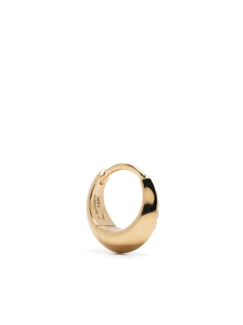 18k Yellow Gold Small PavÃ_x0083_Â© Diamond Crescent Single Hoop Earring
