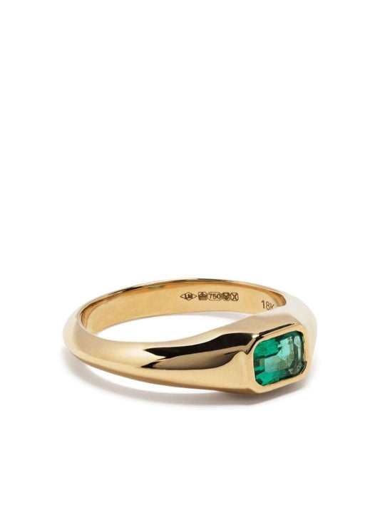 18k Yellow Gold Emerald-cut Signet Ring