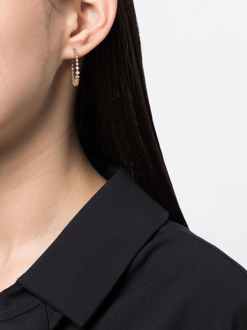 18k Yellow Gold Graduated Diamond Hoop Earrings