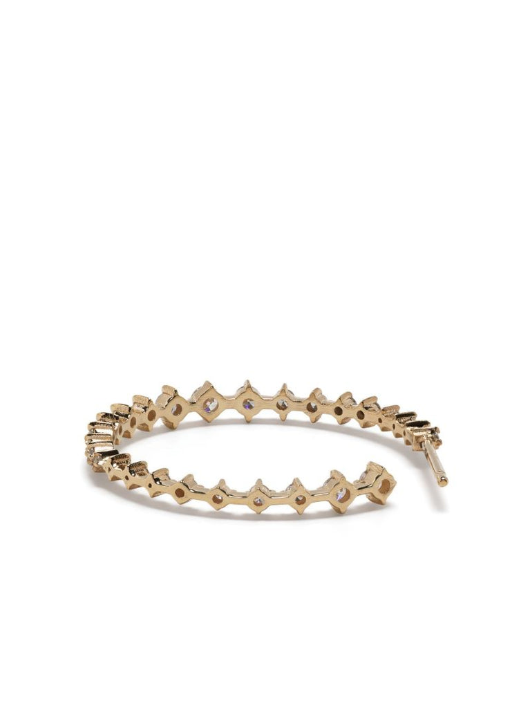 18k Yellow Gold Graduated Diamond Hoop Earrings