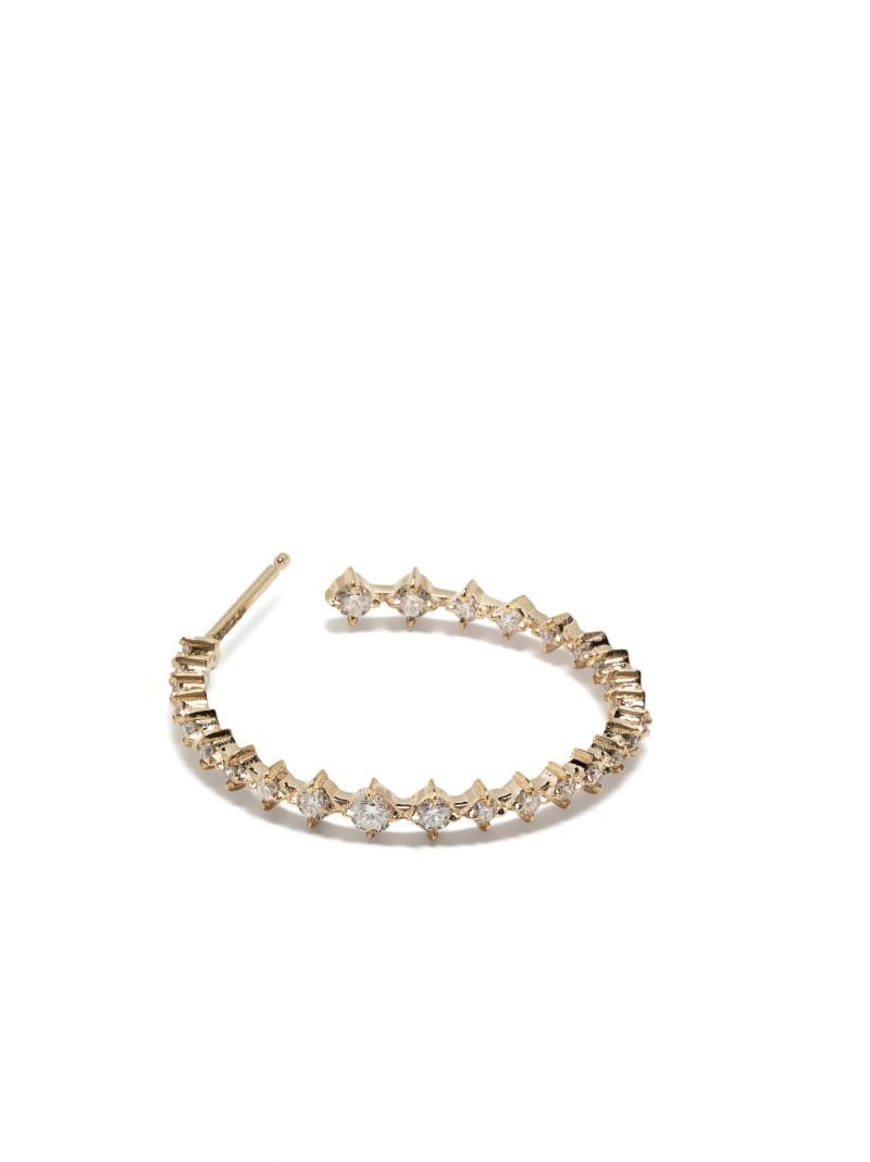 18k Yellow Gold Graduated Diamond Hoop Earrings
