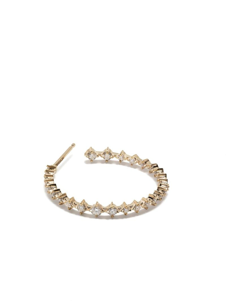 18k Yellow Gold Graduated Diamond Hoop Earrings