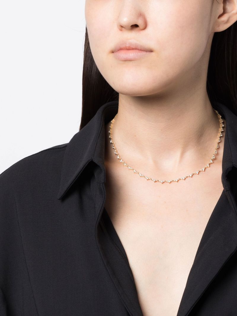 18k Yellow Gold V-link Tennis Necklace