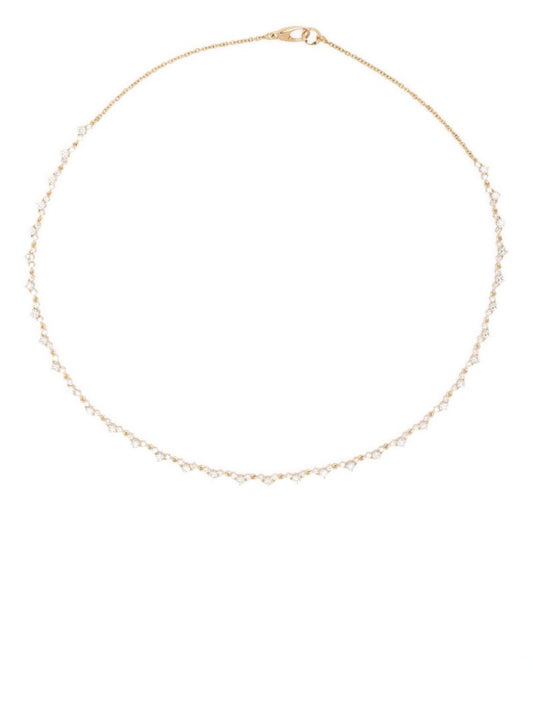 18k Yellow Gold V-link Tennis Necklace