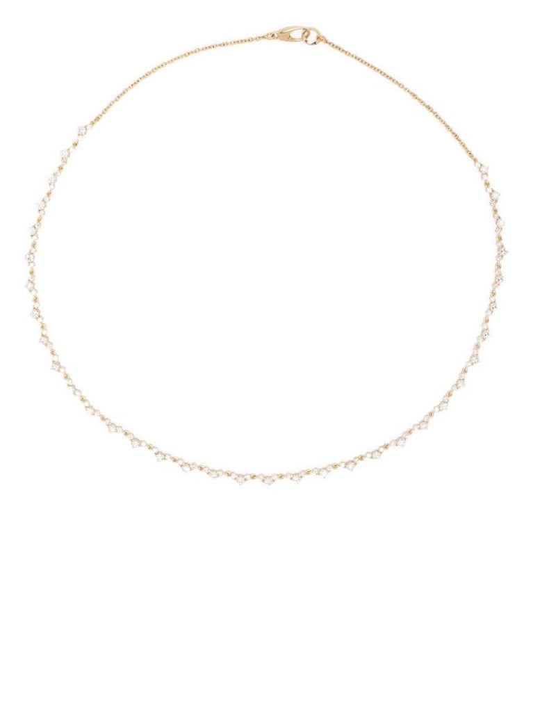 18k Yellow Gold V-link Tennis Necklace