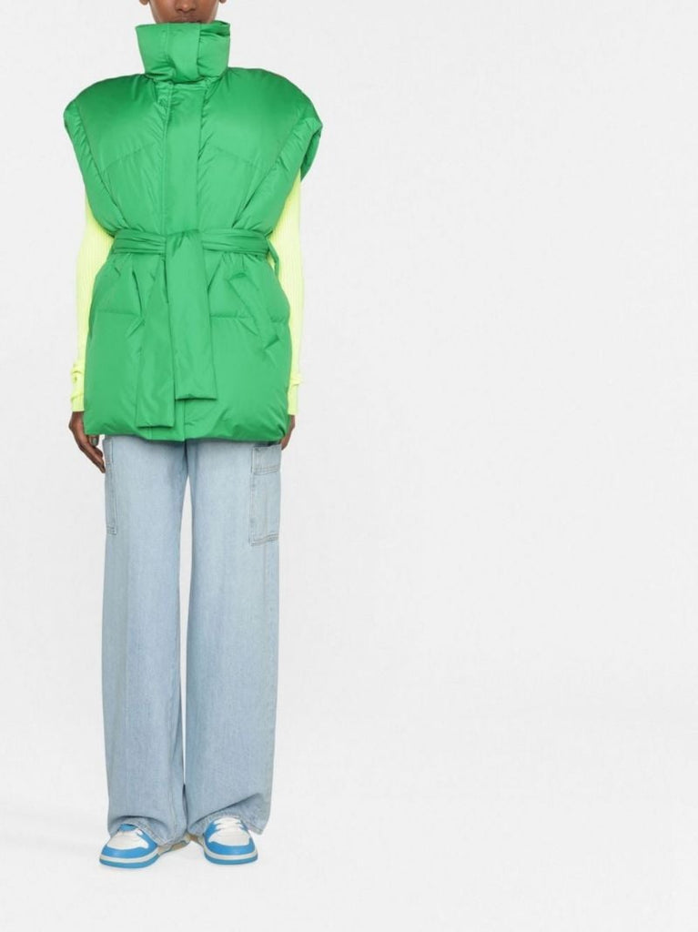 Green Puff Iconic Belted Quilted Gilet