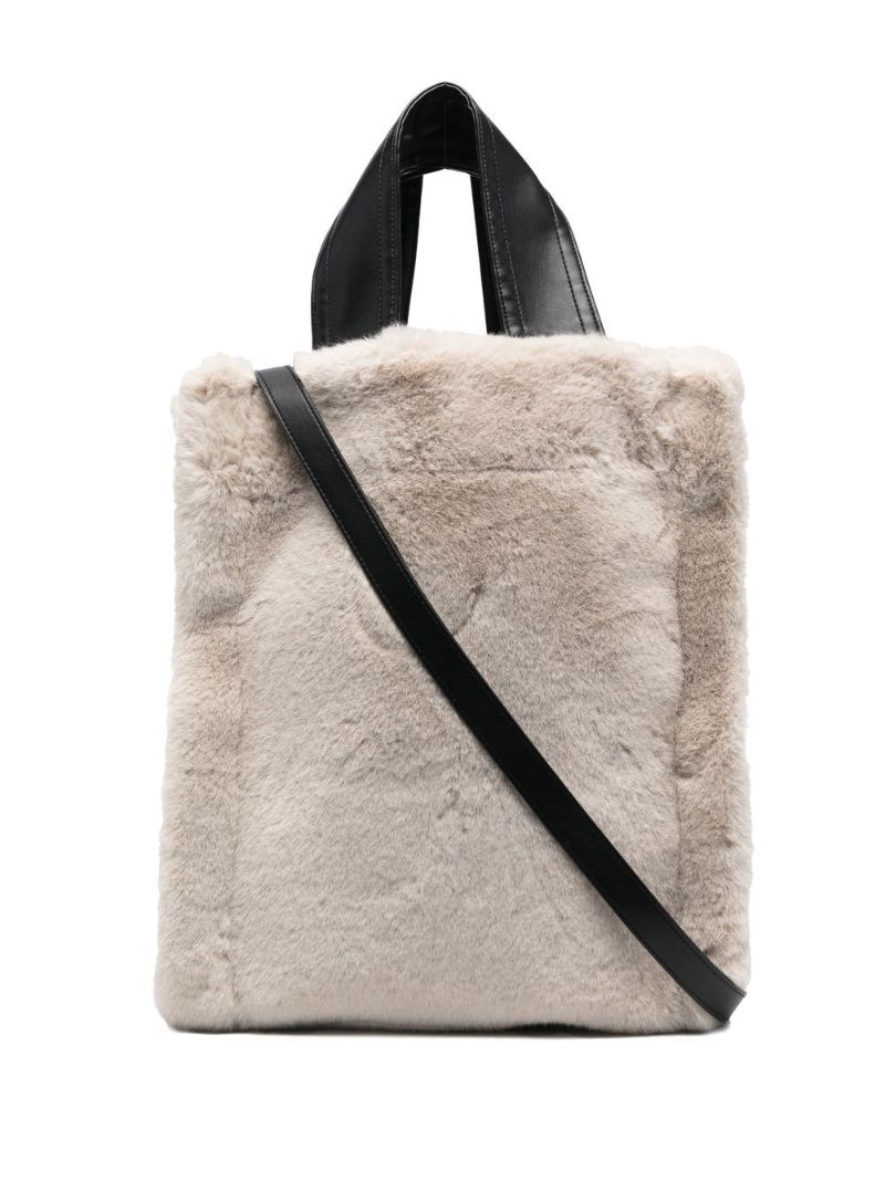 Neutral Delphine Faux-fur Tote Bag